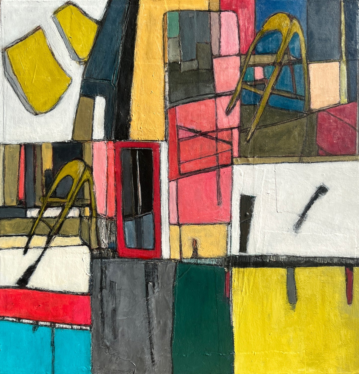 abstract art mixed media painting on wood panel oil acrylic collage abstract expressionism contemporary modern urban Detroit artist urban landscape luxury art collector Artsy 1stDibs Introspective Magazine Robert Rauschenberg Joan Mitchell Helen Frankenthaler Jean Michel Basquiat Cy Twombly Lee Krassner bold vibrant colorful textures